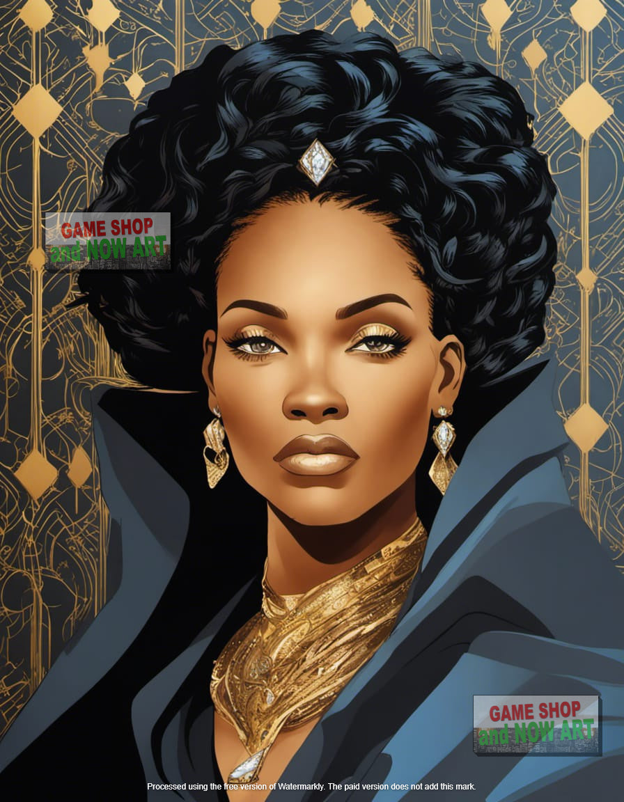 Woman - Black Hair with Blue Highlights - image 2