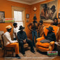 Brothers Posing in Brims and an Orange Chair - image 1