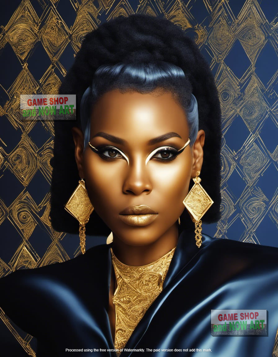 Afrocentric future woman with gold - image 3