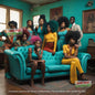 Afro Hair & Teal Couch - image 1