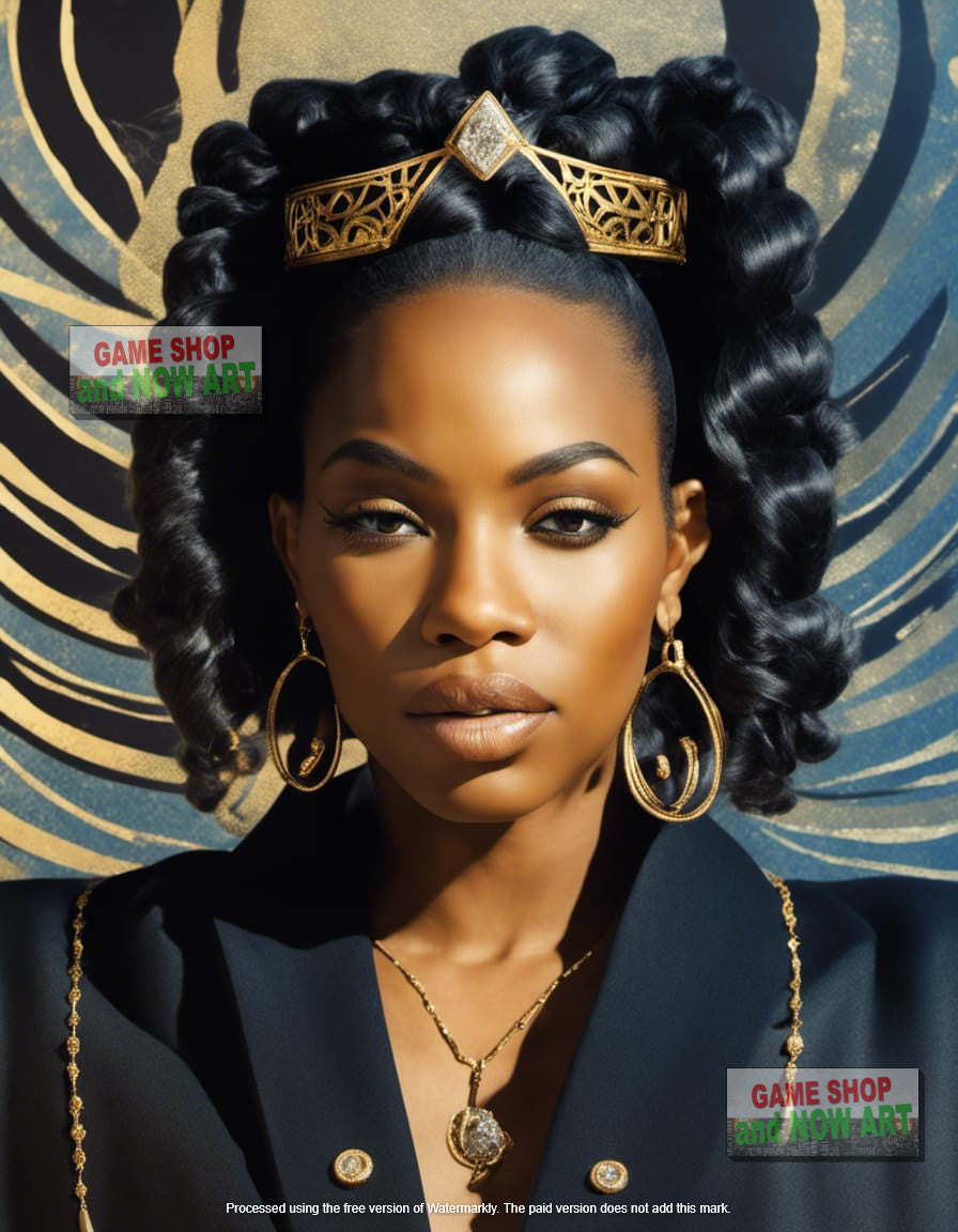 Woman - Gold crown & Black Hair - image 2