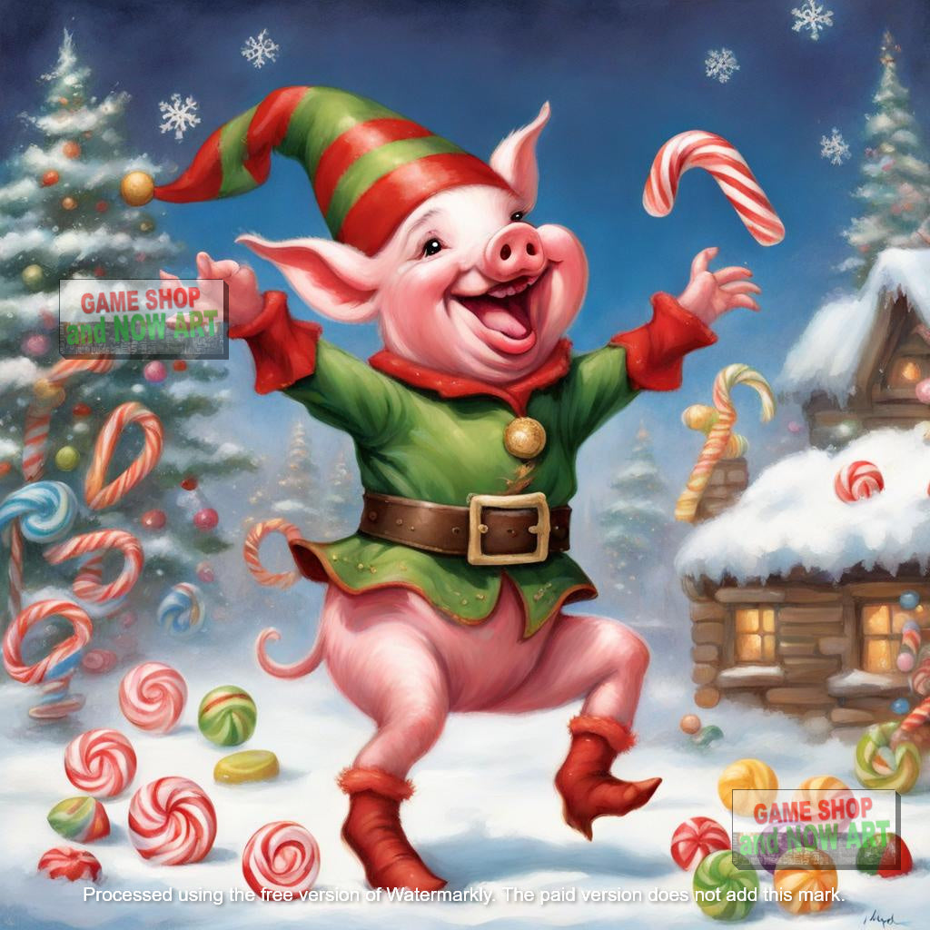 Christmas jolly elf piglet image 1