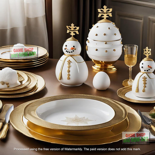 Gold Snowflake Place Setting on Table_4