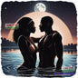 Man and Woman On Moonlight Swim