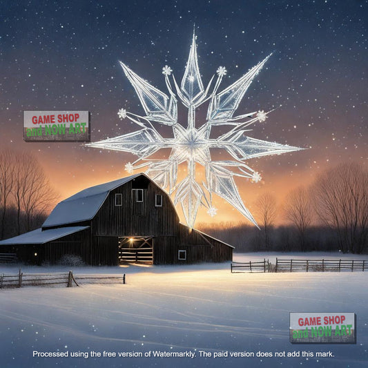 Snowflake & Barn In Snow_1