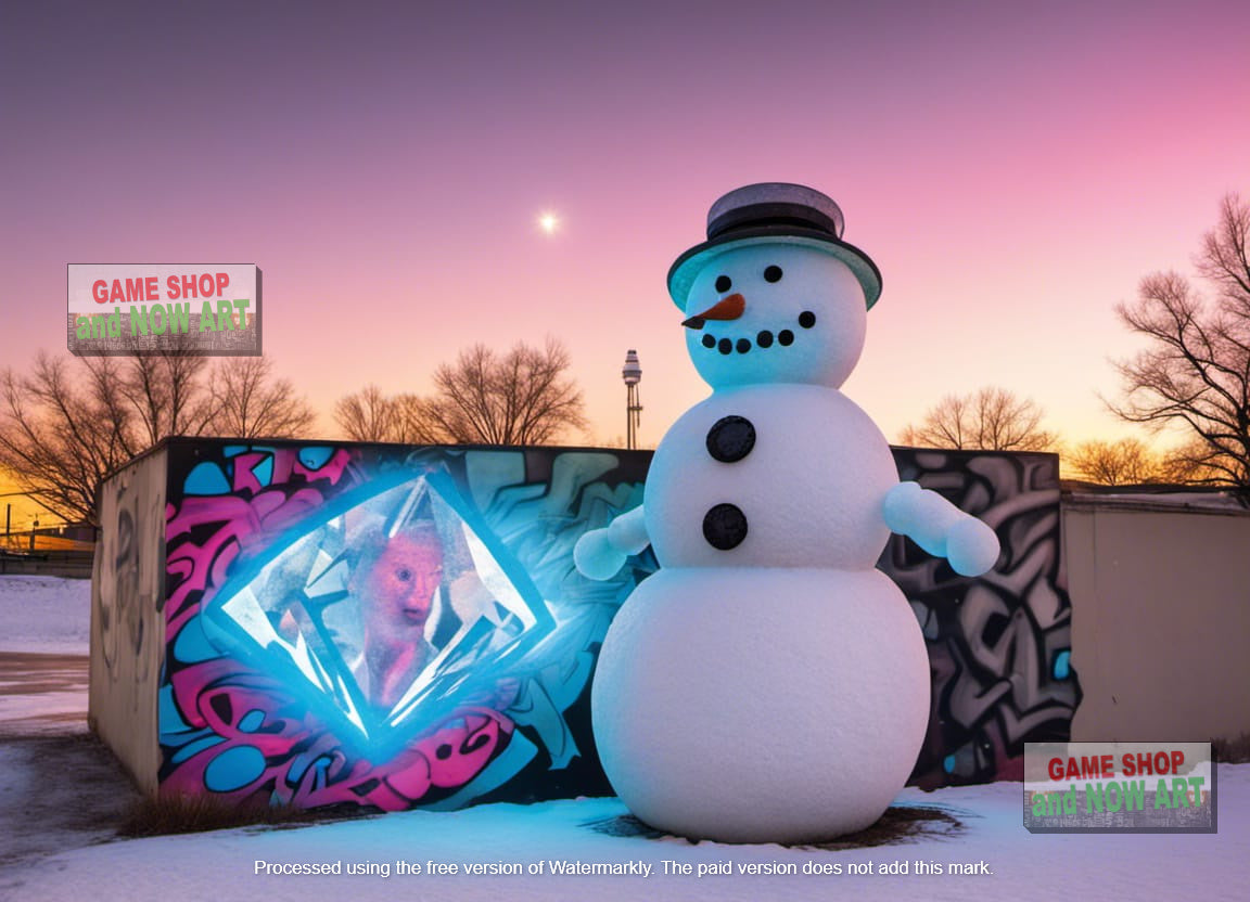 Snowman with Colorful Graffiti